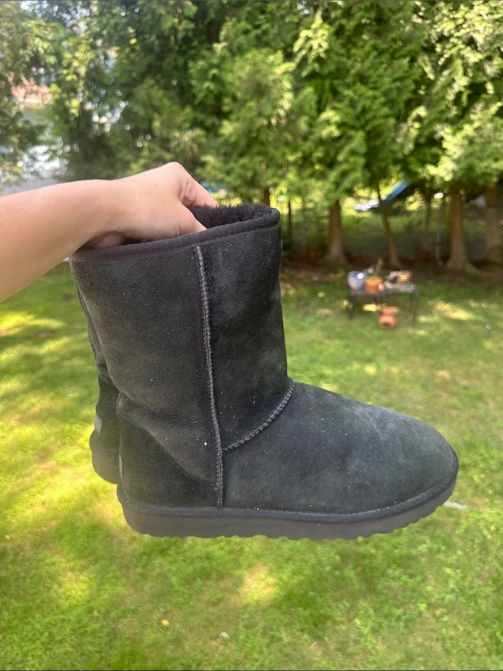 UGG Classic Short Black Suede Winter Boots